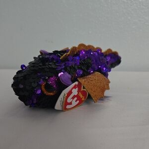 TY Beanie Babies 42415 Flippables Teeny TYS Ember  Purple Sequin Dragon Plush